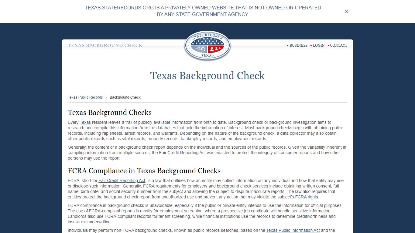 Texas Background Check | StateRecords.org